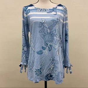 DG2 by Diane Gilman 3/4 Tie Sleeve Floral Top
